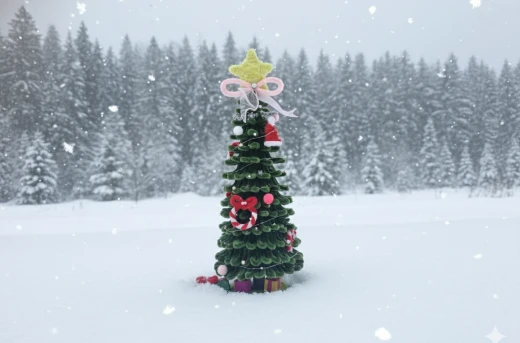 50%Off: 12" Fuzzy Wire Miniature Christmas Tree with Battery Operated Festive Lights – Cute Handmade Decor by Craftelle by Zhelle