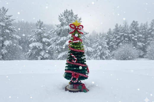 50%Off: 12" Fuzzy Wire Miniature Christmas Tree with Battery Operated Festive Lights – Cute Handmade Decor by Craftelle by Zhelle