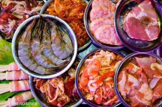 33%Off Unlimited BBQ at Anongsayo Maginhawa: Moksal, Enoki Rolls, Spicy Pork, Pork Jowl, Lettuce, Cheese, Egg