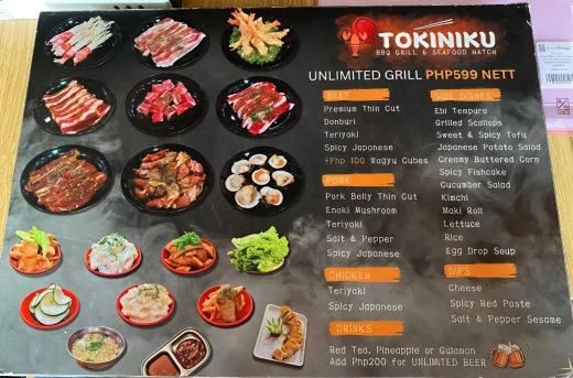 20%Off Unlimited Premium BBQ Samgyupsal For Exquisite Taste and Side Dishes at Tokiniku BBQ Grill & Seafood Hatch in Anonas, QC. Open 24 Hours P479 instead of P599