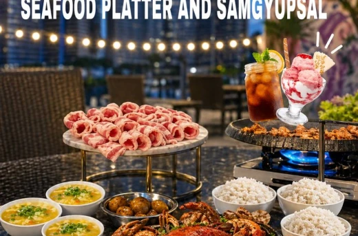 30%Off Sumptuous Combo: Unlimited Seafood Platter (1.5Kg/Platter with Crabs, Shrimp, Squid and more) and Unlimited Samgyupsal at Skydeck Garden Ramada Encore Makati P1399 instead of P1999