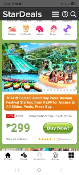 70%Off Splash Island Day Pass: Basaan Festival Starting from P299 for Access to All Slides, Pools, Press Buy Now to See All Options