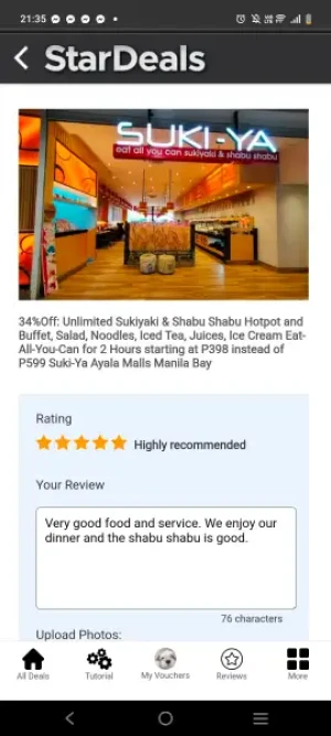 34%Off: Unlimited Sukiyaki & Shabu Shabu Hotpot and Buffet, Salad, Noodles, Iced Tea, Juices, Ice Cream Eat-All-You-Can for 2 Hours starting at P398 instead of P599 Suki-Ya Ayala Malls Manila Bay