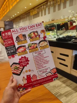 34%Off Suki-Ya Ayala Malls Manila Bay: Unli Buffet Sukiyaki, Shabu Shabu Hotpot & Buffet, Salad, Noodles, Iced Tea, Juices, Ice Cream Eat-All-You-Can starting at P398 instead of P599